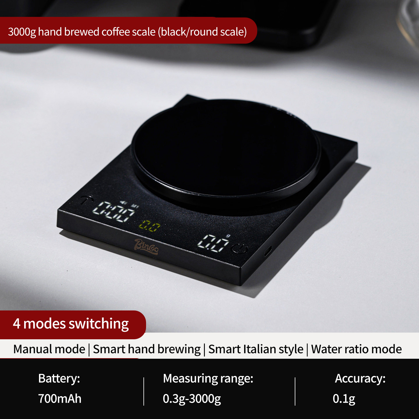 Kitchen Timer Digital - BINCOO Digital Coffee Scale 0.1g Precision