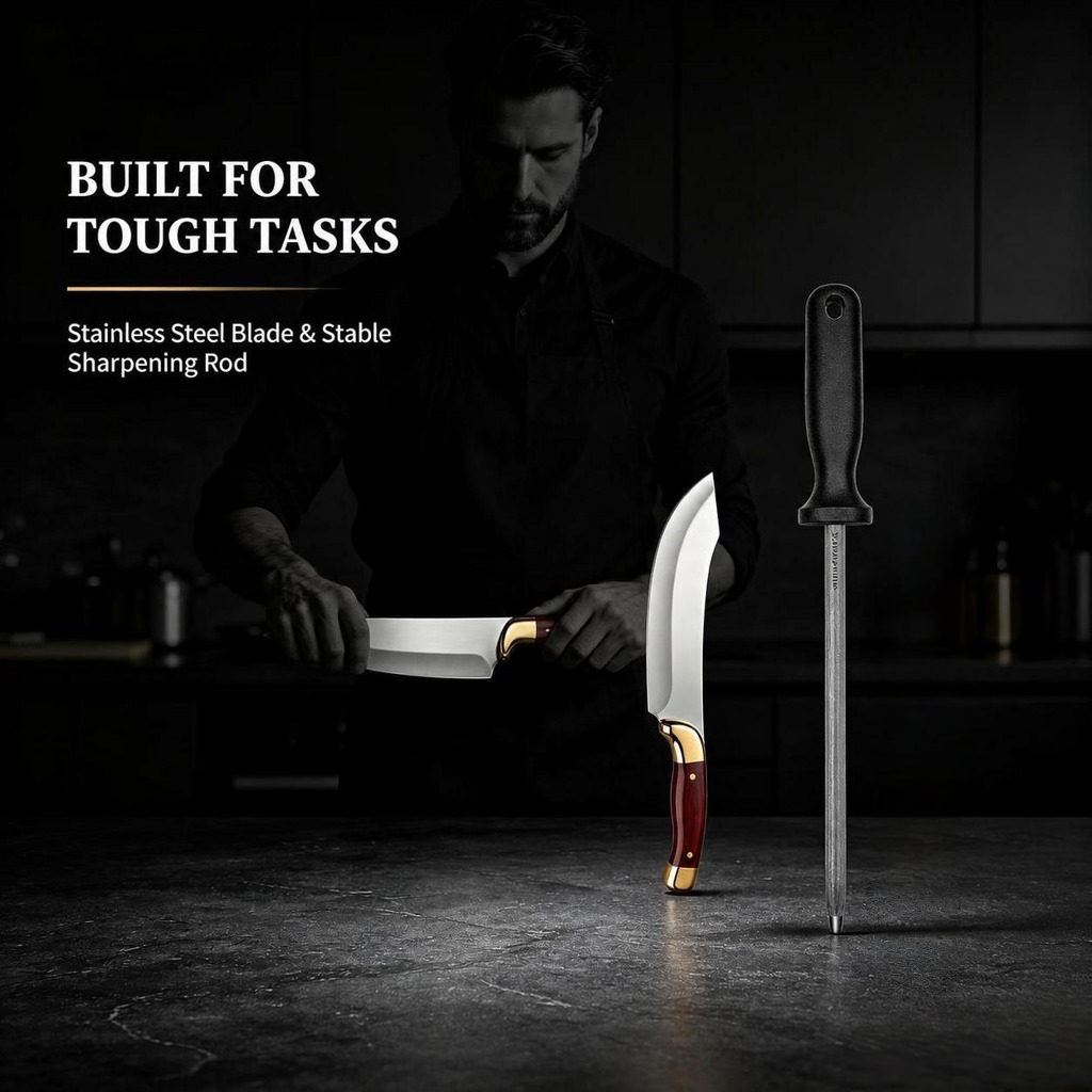 Kitchen Gadgets For Chefs - Knife and Sharpener Set,All-in-1 Chef Knife