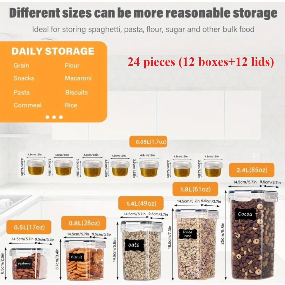 24Pcs Food Storage Containers  - Kitchen Gadgets Ninja ulasan dan harga