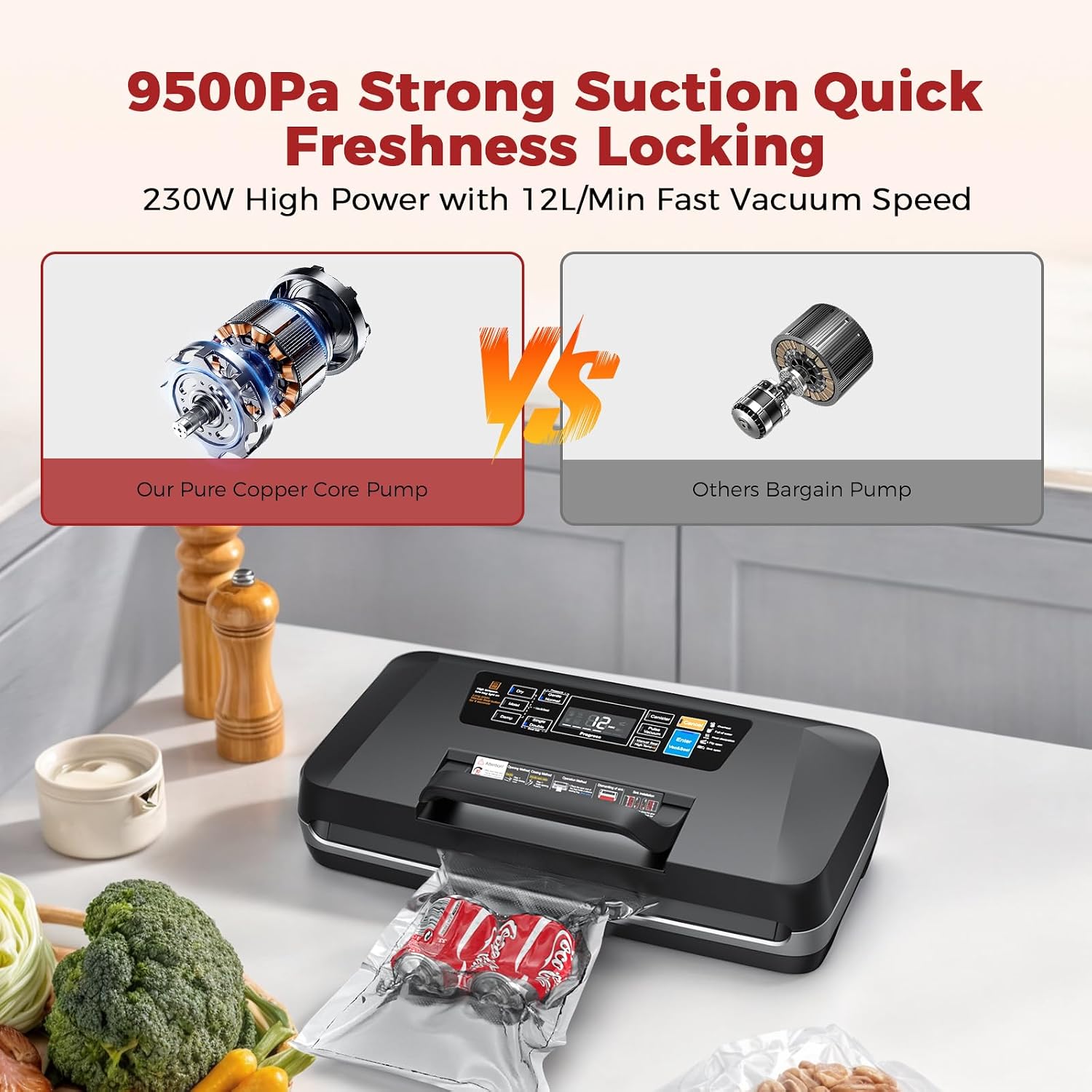 230W 95KPa Vacuum Sealer, 10-i - Food Vacuum Sealer ulasan dan harga