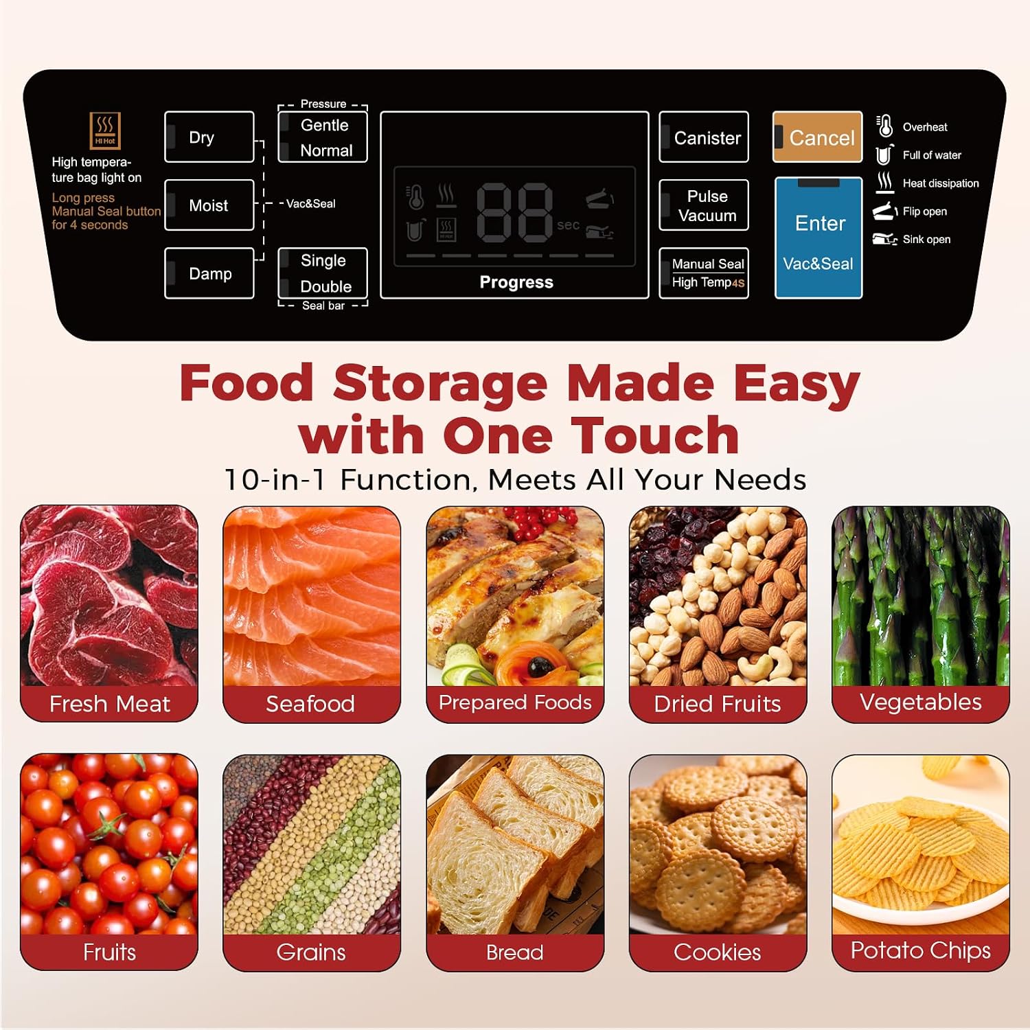 230W 95KPa Vacuum Sealer, 10-i - Food Vacuum Sealer ulasan dan harga