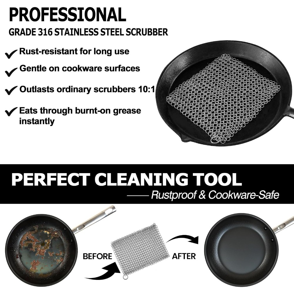 Stainless Steel Chainmail Scru - Cast Iron Skillet ulasan dan harga