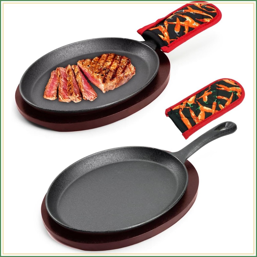Cast Iron Sizzling Plate with  - Cast Iron Skillet ulasan dan harga