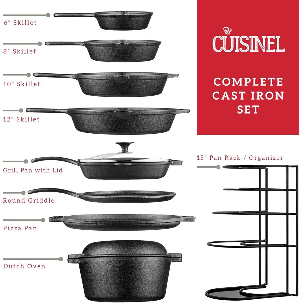 18-Piece Cast Iron Cookware Se - Cast Iron Skillet ulasan dan harga