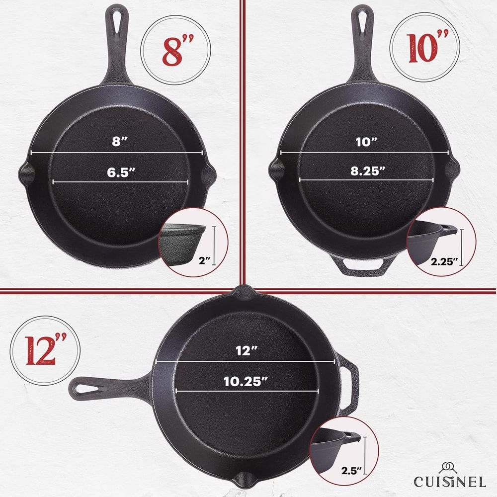 Triple-Size Pre-Seasoned Cast  - Cast Iron Skillet ulasan dan harga